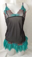 Gorgous black Green FREDERICK'S OF HOLLYWOOD babydoll chemise dress Size M (TV)
