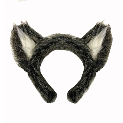 Tabby wolf ears headband - on,