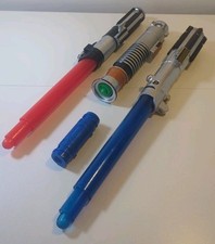 Star Wars Lightsaber Bundle x 3 Hasbro Lucas Red Vader Green Yoda Jedi Blue Obi