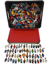 Large LEGO Mixed Bricks, Pieces & Minifigure Bundle 4.5 kg with Storage Box