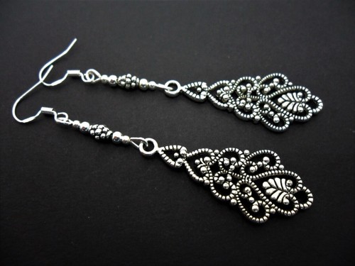 Pair tibetan silver long - tibetan,