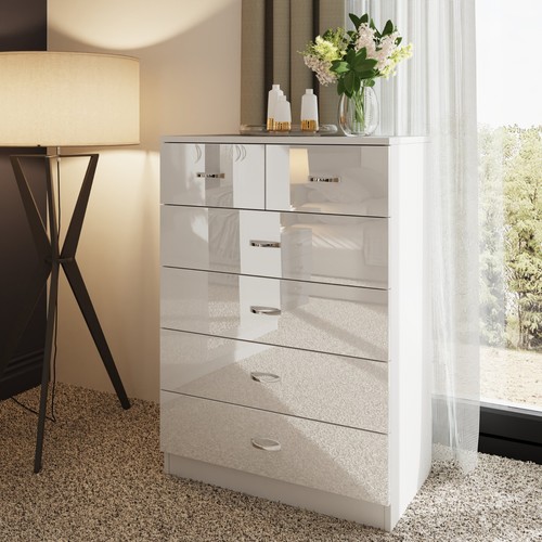 White gloss bedroom furniture - bedroom,