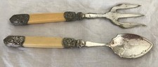 Antique Cutlery Set - Ornate Silver Plated Bread Fork & Preserve Spoon