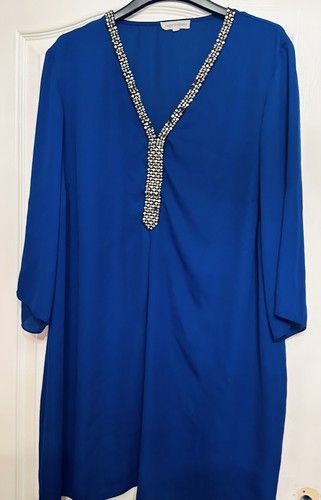 Ladies blue floaty dress top - blue,