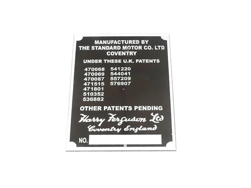 Data plate fits harry - fits, to