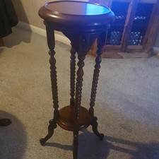 Antique Plant Stand, Tall, English, Rare Piece Twisted Curved, VGC