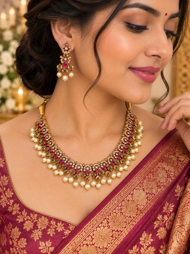 Gold tone ruby green - tone, stone