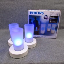 Philips Imageo Flickering Rechargeable LED Candles With Charging Base Blue