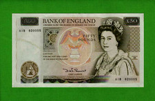 c1981  BANK OF ENGLAND £50 SIR CHRISTOPHER WREN BANKNOTE - Prefix A18