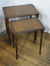 BROWN LEATHER INLAID MAHOGANY