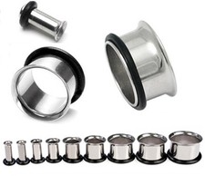 STEEL SINGLE FLARE FLESH TUNNEL EAR STRETCHER PLUG STRETCHING KIT SET LARGE SIZE