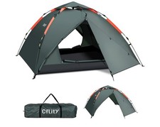 Cflity Camping Tent, 3 Man Pop up Tent Automatic Instant Three Layer Waterproof 