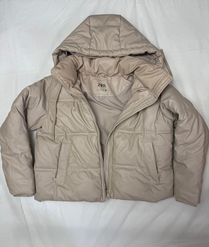 Zara cream puffer coat size - puffer,