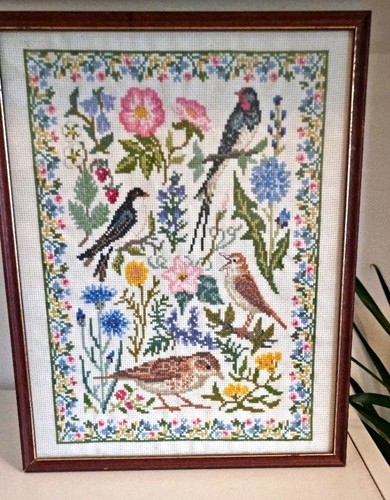 Framed finished cross stitch - finished,