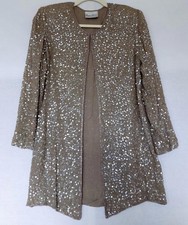 FRANK USHER Evening Jacket S/12 100% Silk Rich Champagne Sequin Bead Lined BNWOT