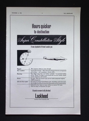 Original 1953 advert lockheed - advert,