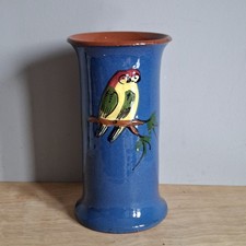 6" TORQUAY WARE PARROT DESIGN CERAMIC VASE. 2