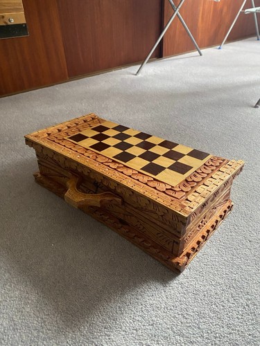 Hand carved wooden chess - hand, set