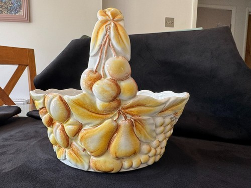 Vintage ceramic basket fruit - vintage,