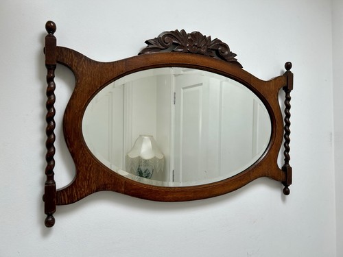 Antique oak wall - mirror, –