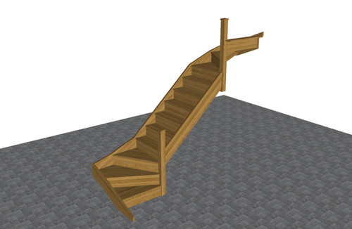 Oak staircase kite winder - >,