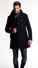 Superdry  Bridge Wool Coat Navy Blue- Medium 