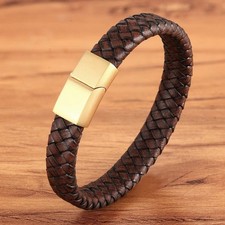 Mens Leather Bracelet Braided