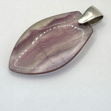 Fluorite Gemstone Pendant Purple Clear 925 Sterling Silver Jewellery (No Chain)