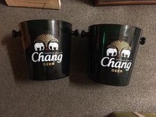 Large Ice Buckets By Chang Beer Matching Pair All Size Bottles & Cans Rare