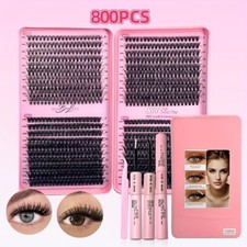 200/800 Pcs Individual Lashes Kit – D Curl Clusters Lashes Extentions Kit Gift