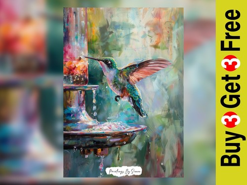 Hummingbird acrylic painting - hummingbird,