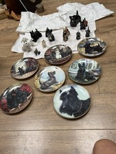 Huge Lot Of Scottish Terrier Figurines And Plates, Black And White Whiskey Too