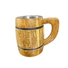 Large Wooden Barrel Mug- with