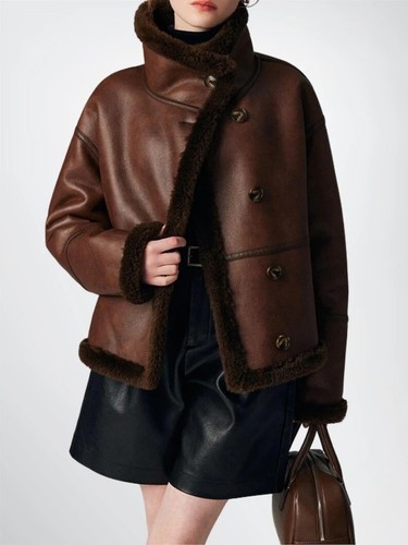 Women brown shearling - women's, real