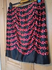 Orla Kiely Size 3 W31 Skirt Silk Cotton Blend Black Red Patterned Smart Casual