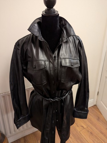 Vegan leather shacket l - vegan,