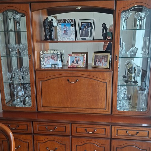 Brown wood glass sideboard - &,