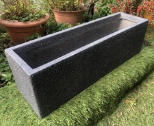 IDEALIST WINDOW BOX PLANTER, GREY LIGHTWEIGHT REINFORCED STONE STYLE, 24” LONG