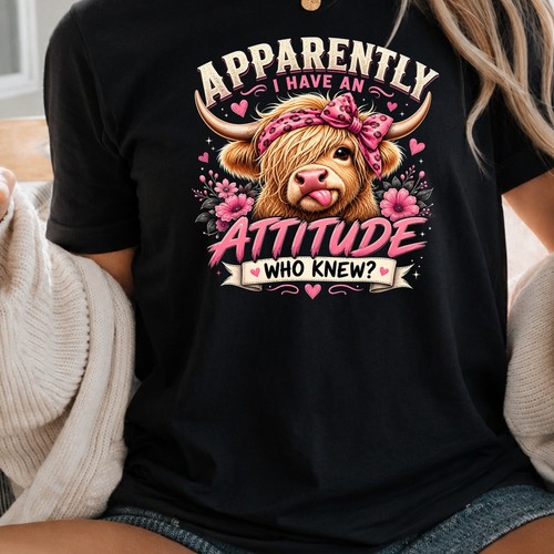 Highland cow attitude womens - cow,