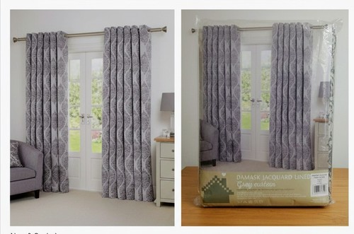 Damask jacquard curtains grey - jacquard,