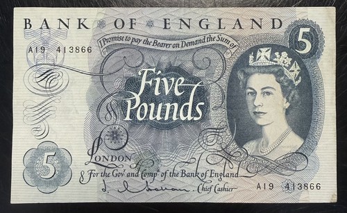 Old five pound note - old, £5