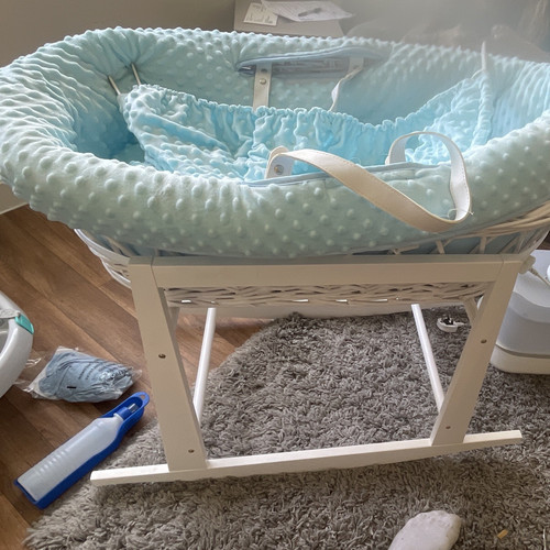 Light blue oval moses basket - blue,