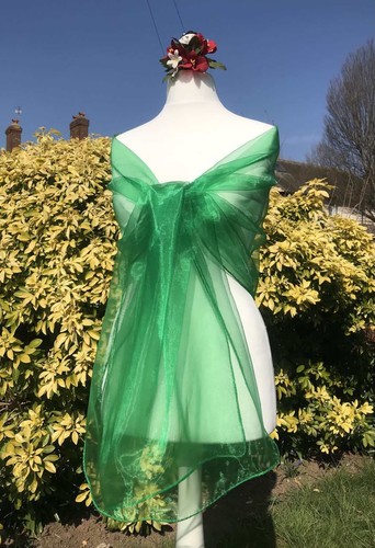 Emerald green organza shawl - emerald,