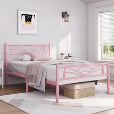 Romantic Pink Metal Bed Frame