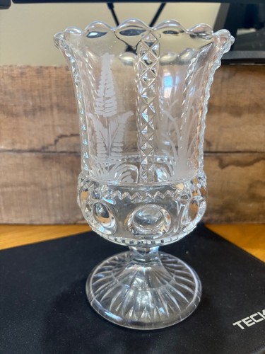 Vintage etched pressed - pressed, glass