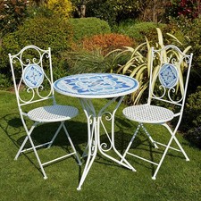 White mosaic bistro set - mosaic,