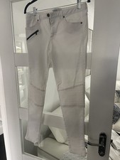 Zara White Zip Womens Jeans Skinny Rib Knee Size 40