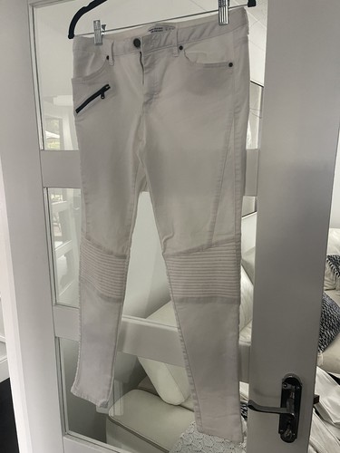 Zara white zip womens - zara, jeans