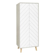 Dixie 2 Door Double Wardrobe Dusty Grey and White with Wooden Legs Storage