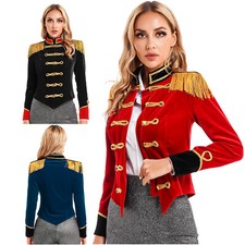 UK Womens Ringmaster Costume Red Ringleader Tailcoat Jacket Circus Lion Trainer